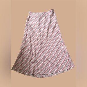 Lane Bryant Pink Striped A-Line Maxi Skirt